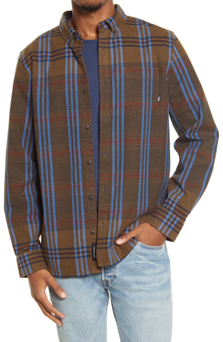 Vans Kramer Plaid Flannel Men's Button-Down Shirt, Main, color, 