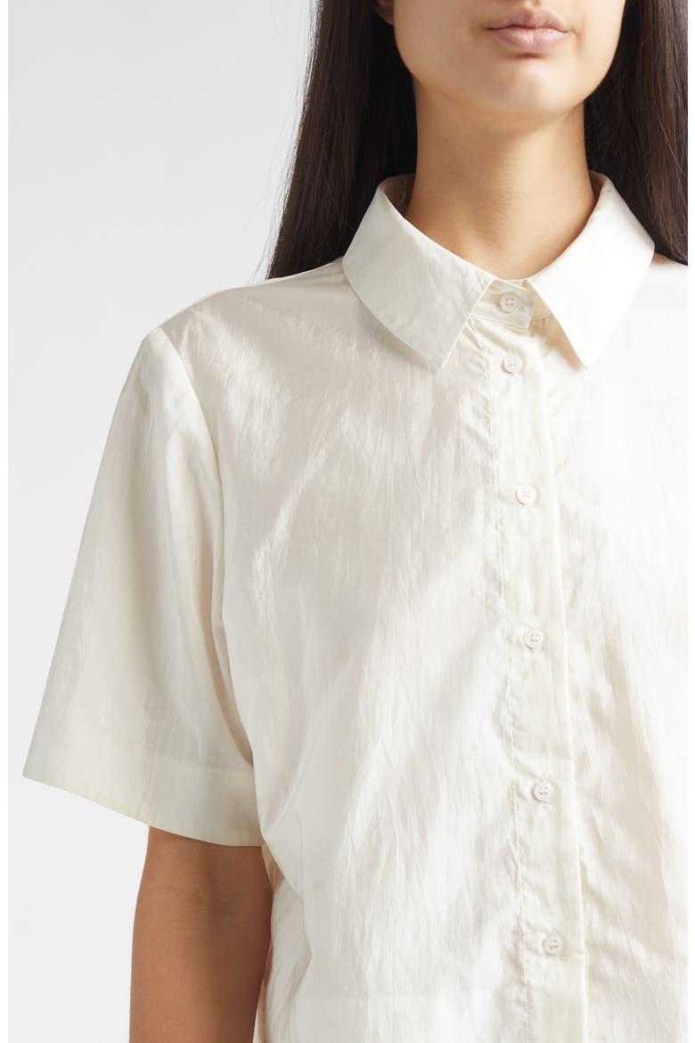 Tilden Crop Short Sleeve Button-Up Shirt, Alternate, color, IVORY