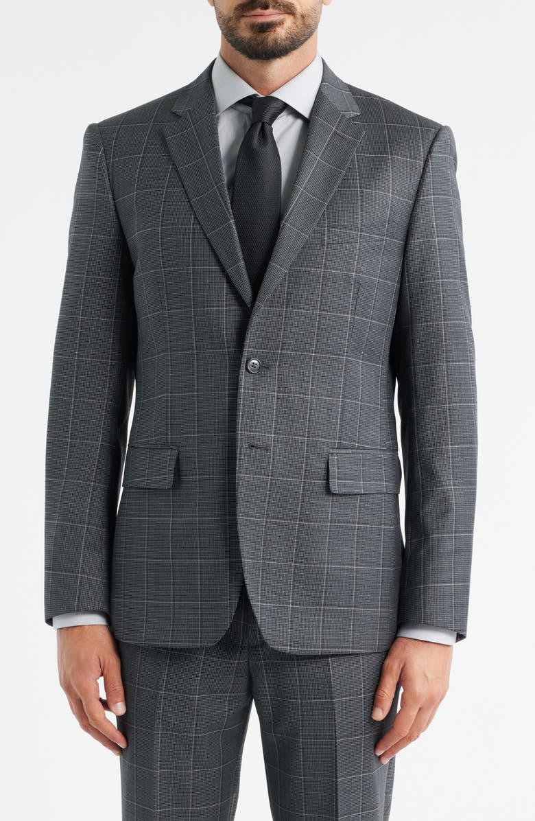 DANIEL HECHTER Charcoal Windowpane Check Wool Blend Suit, Alternate, color, Charcoal