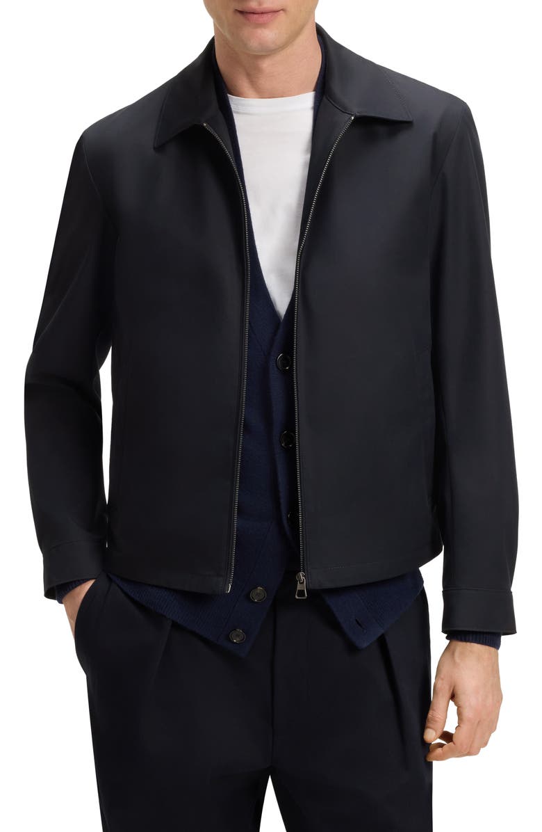BOSS x BECKHAM Cotton Blend Zip Jacket, Main, color, Dark Blue