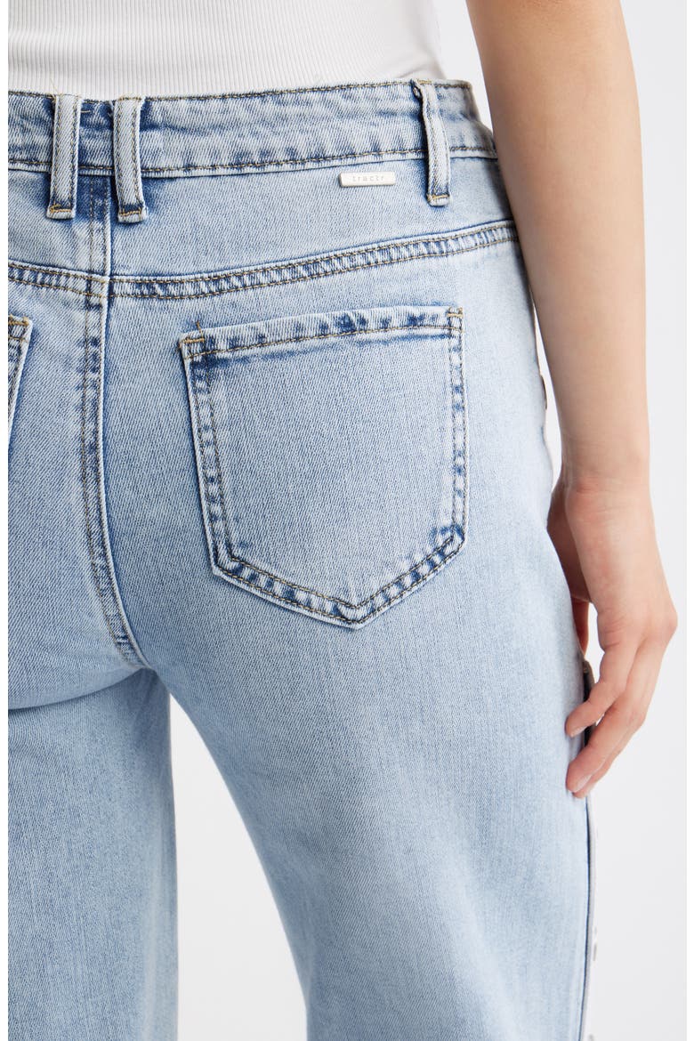 Button Detail Wide Leg Jeans, Alternate, color, LIGHT INDIGO