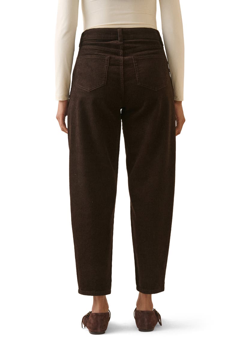 Seamed Corduroy Barrel Leg Pants, Alternate, color, BROWN