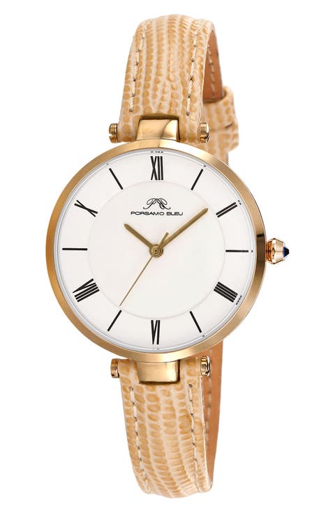 Bellevue Leather Strap Watch, 32mm