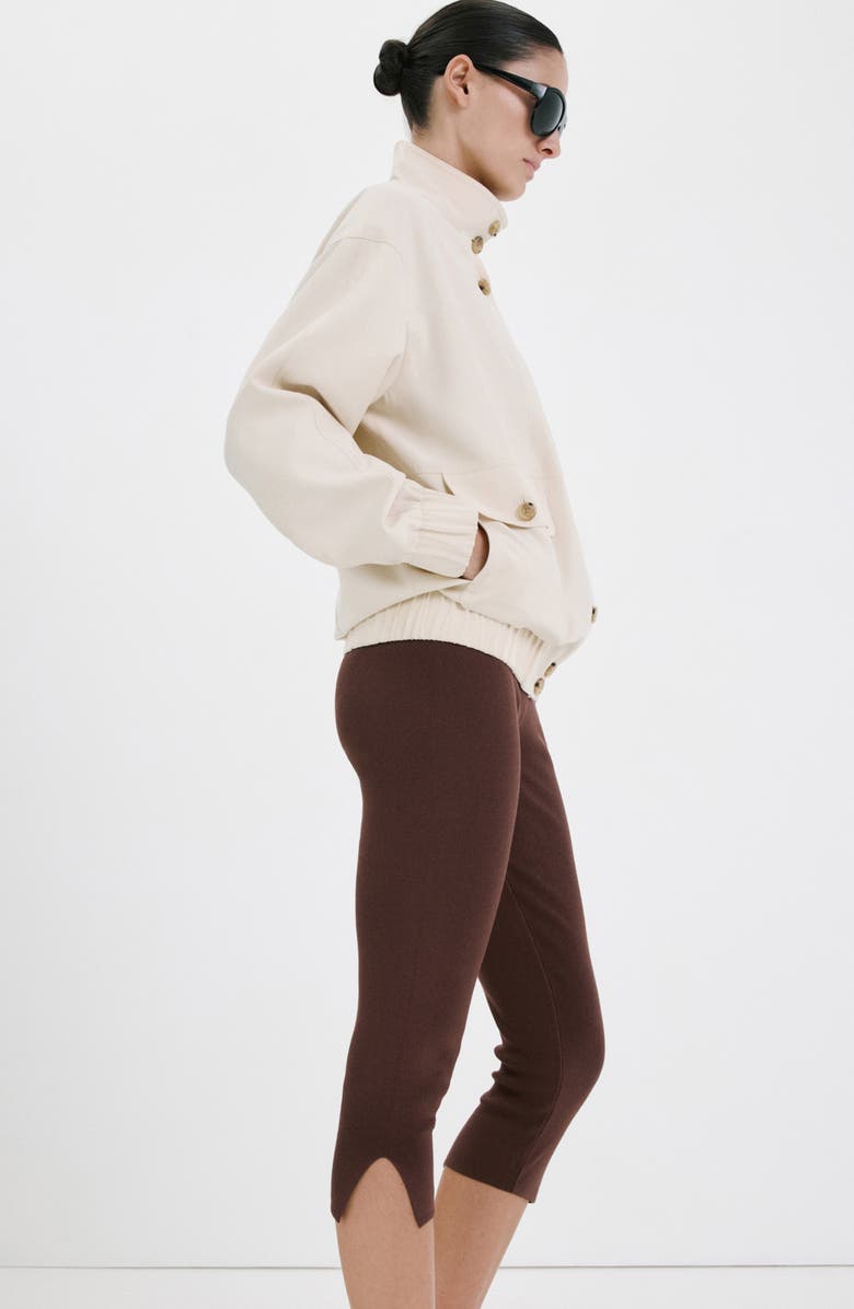 MANGO Slit Hem Crop Leggings, Alternate, color, 