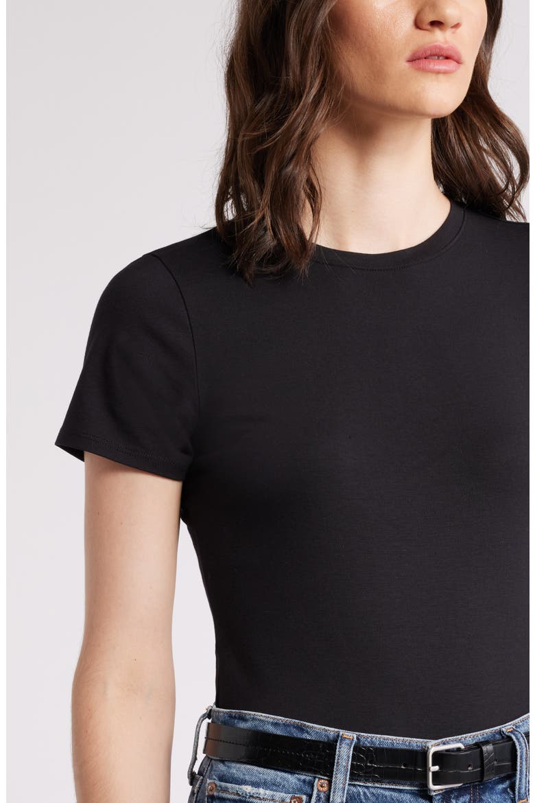 Pima Cotton Blend Crewneck T-Shirt, Alternate, color, BLACK