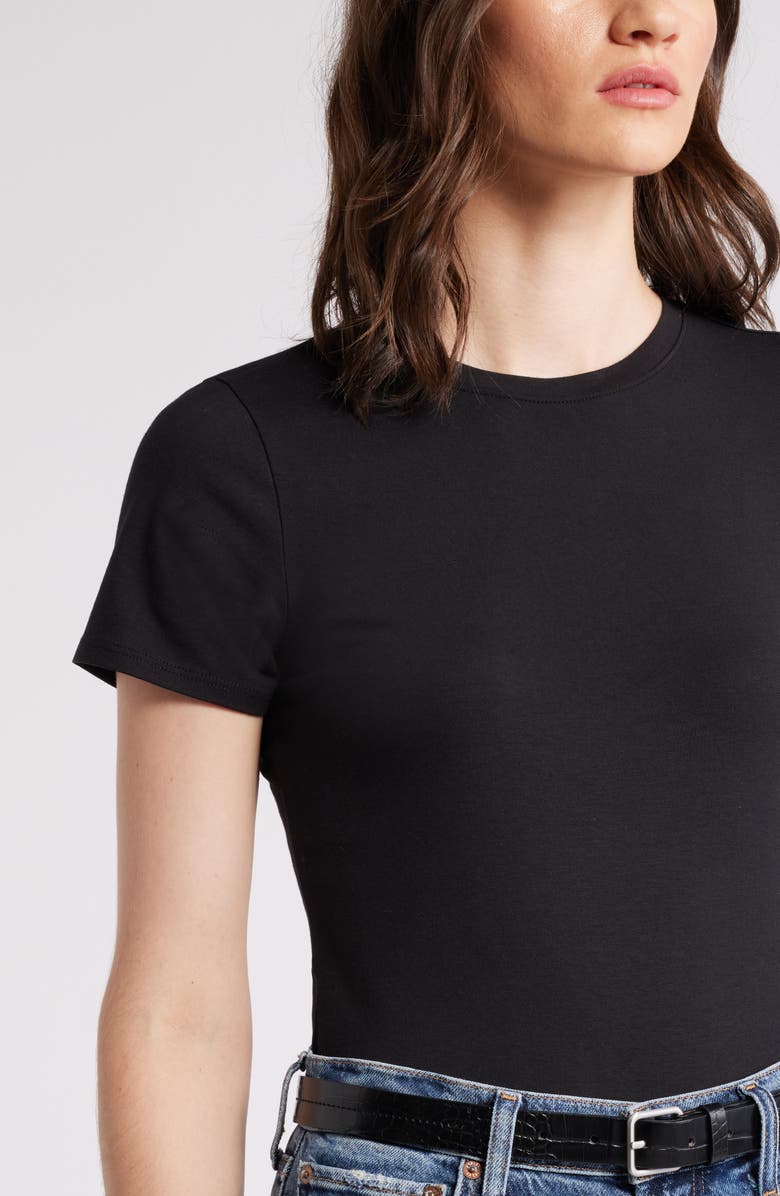 Nordstrom Pima Cotton Blend Crewneck T-Shirt, Alternate, color, Black