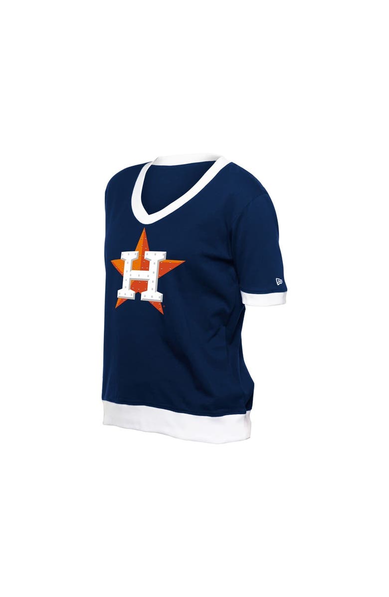 New Era Women's New Era  Navy Houston Astros Game Day Rhinestone V-Neck T-Shirt, Alternate, color, 