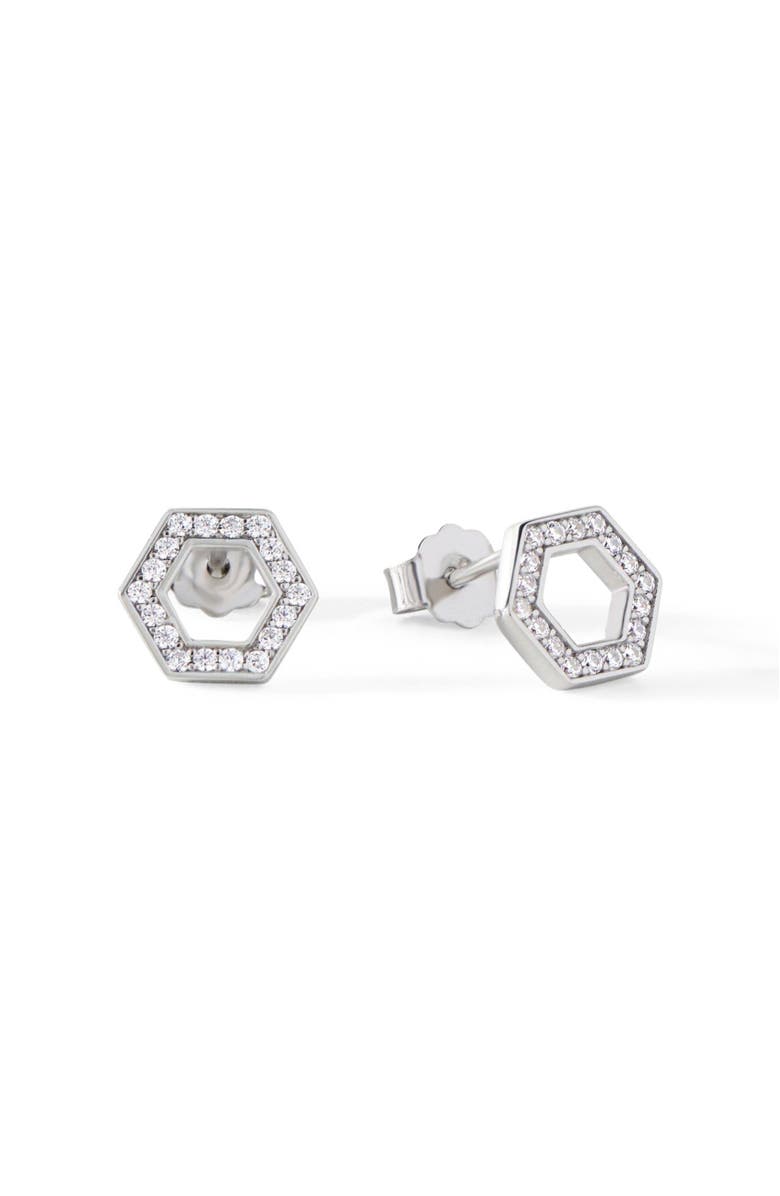 Ora Ana The Olivia Stud Earrings, Main, color, Sterling Silver/White Cz
