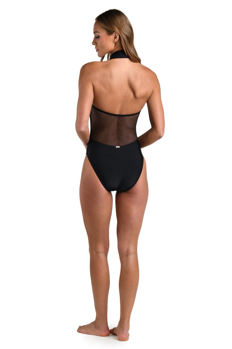 Natalya Mesh One-Piece Swimsuit, Alternate, color, BLACK