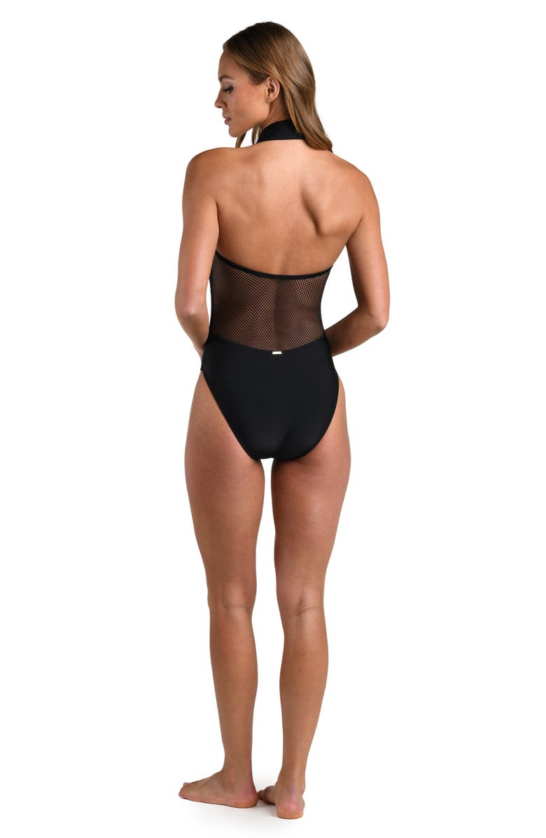 L'AGENCE Natalya Mesh One-Piece Swimsuit, Alternate, color, Black