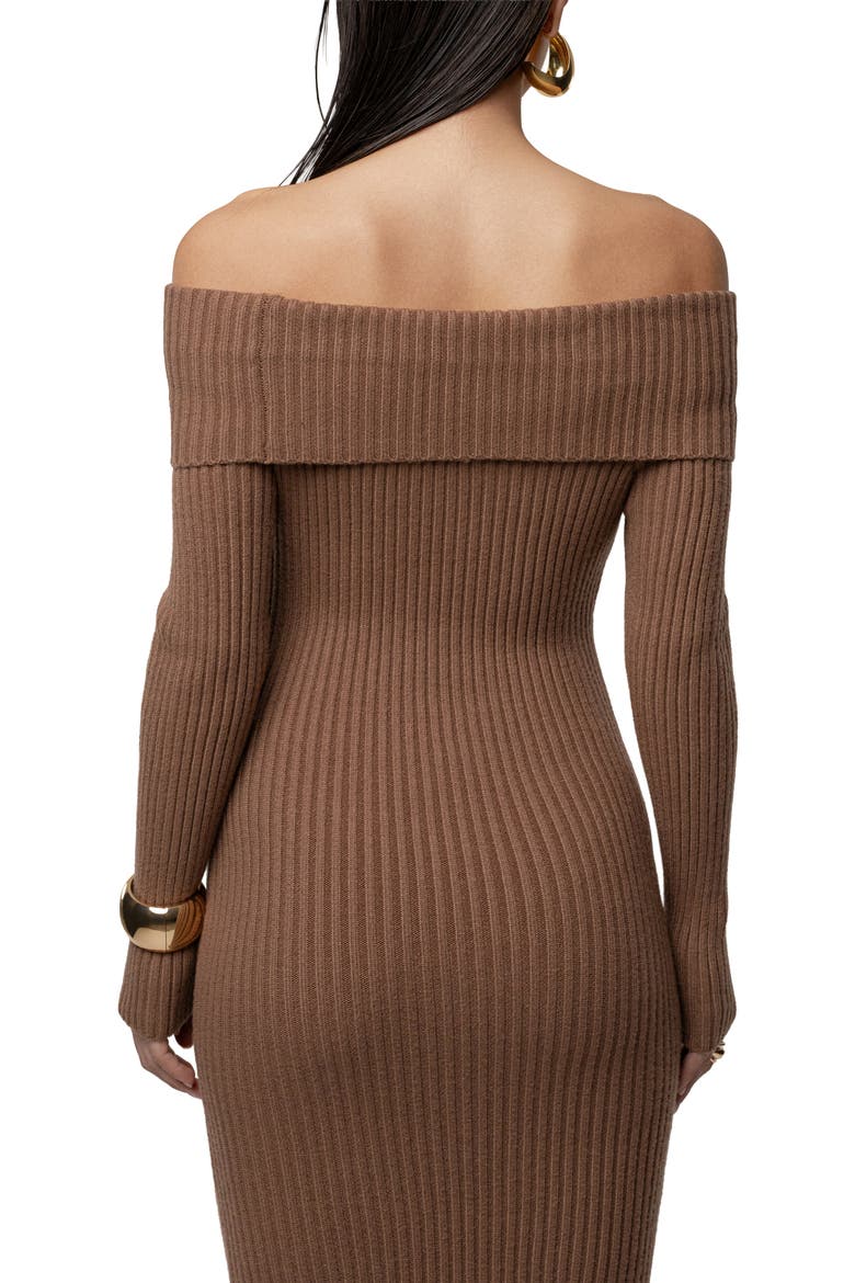 Kira Ribbed Midi Dress, Alternate, color, Tan