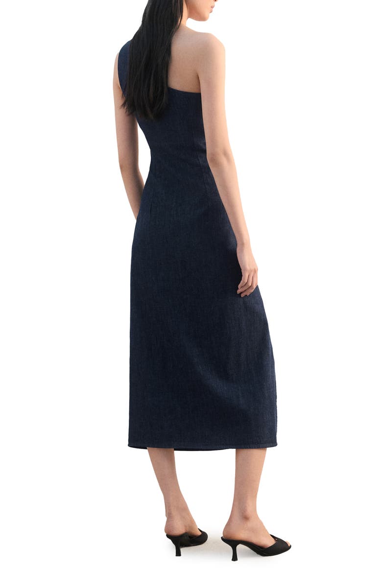 Asymmetric Nonstretch Denim Midi Dress, Alternate, color, OPEN BLUE
