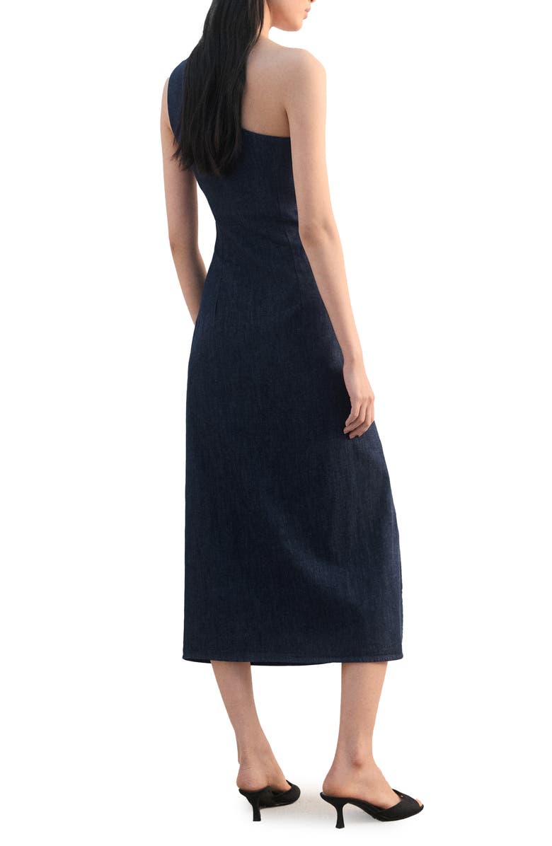 MANGO Asymmetric Nonstretch Denim Midi Dress, Alternate, color, 