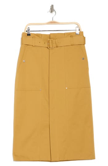 A.l.c . Maia Belted Cotton Midi Skirt In Aged Bronze