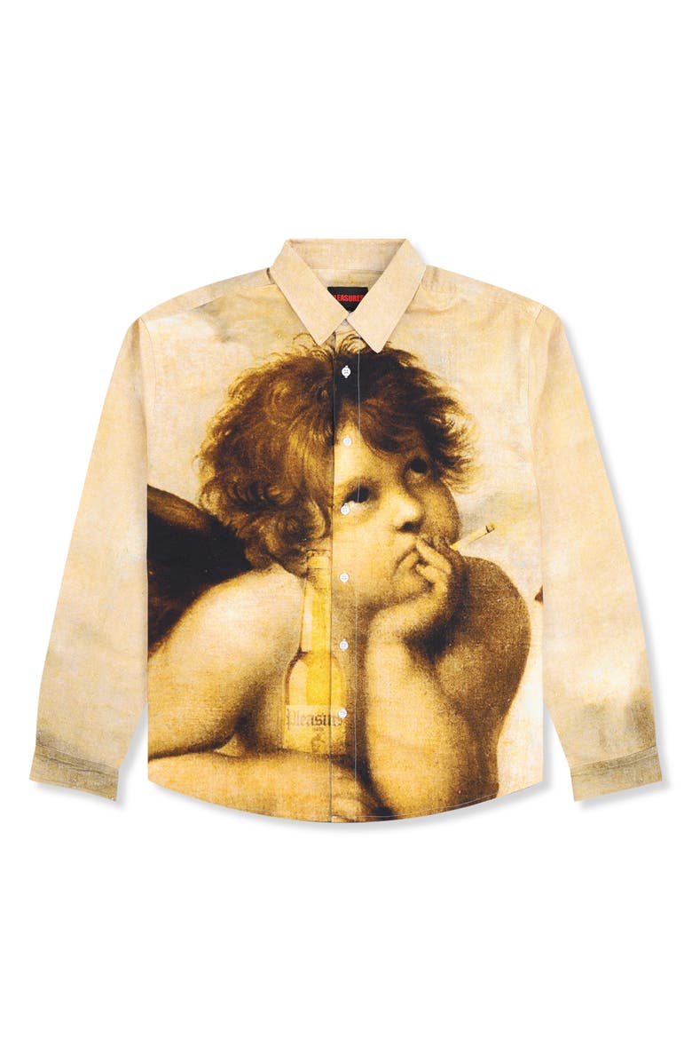 PLEASURES Cherub Cotton Button-Up Shirt, Alternate, color,