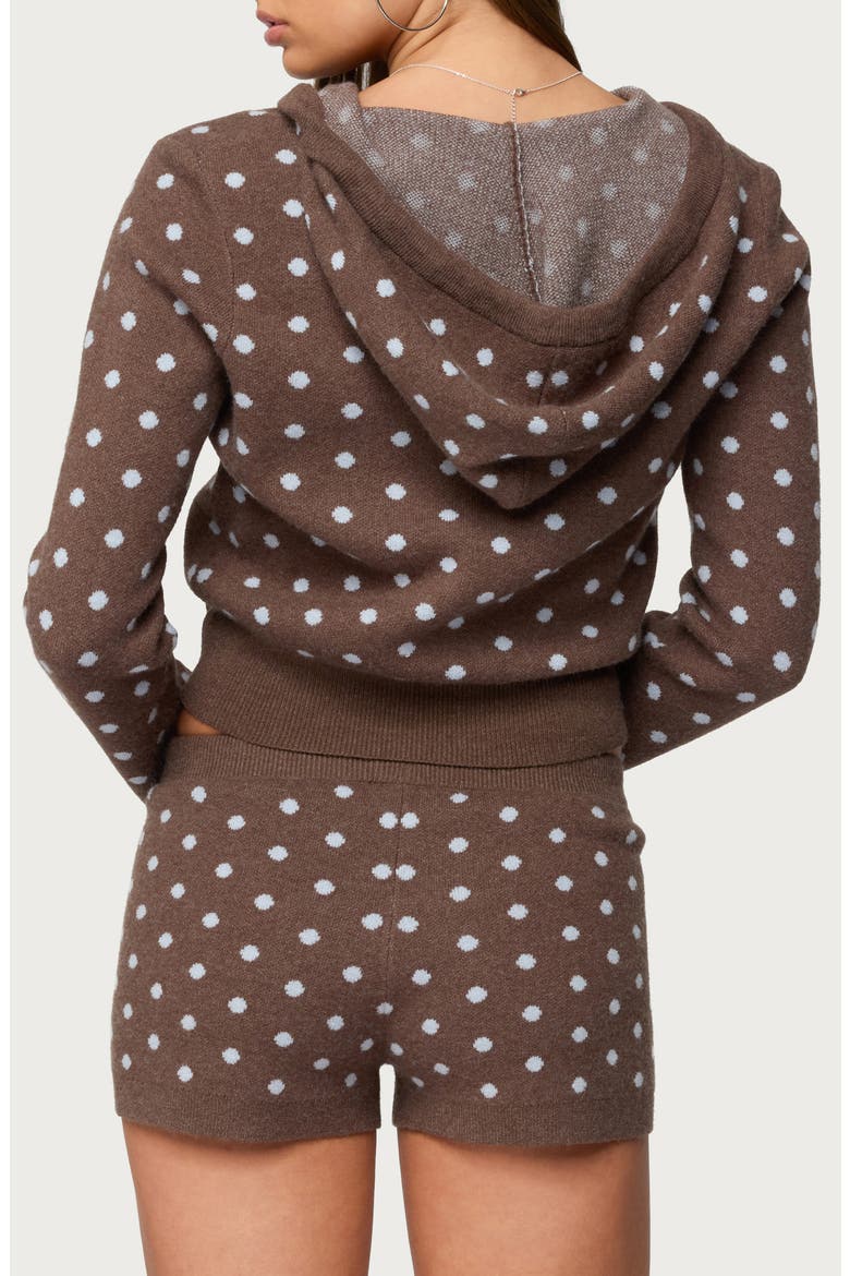 Kenny Polka Dot Knit Hooded Jacket, Alternate, color, BROWN