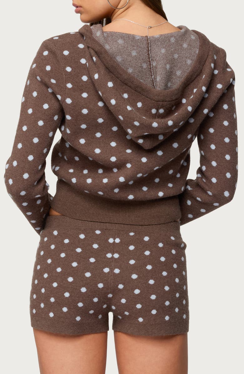EDIKTED Kenny Polka Dot Knit Hooded Jacket, Alternate, color, 