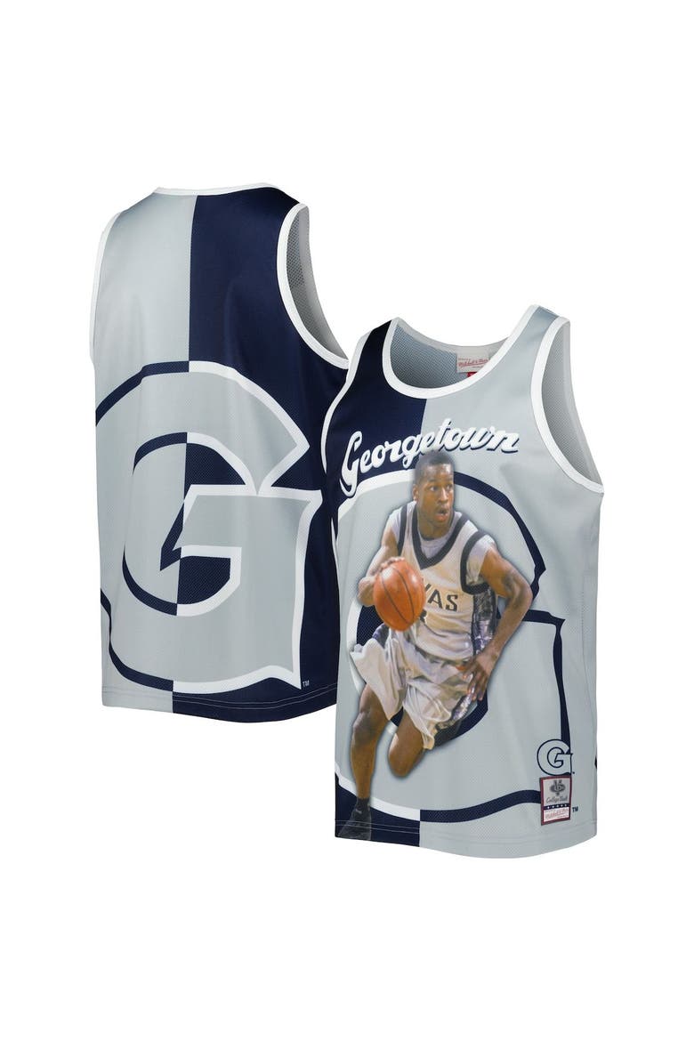 Men's Mitchell & Ness Allen Iverson Navy/Gray Georgetown Hoyas Sublimated Player Tank Top, Main, color, Navy