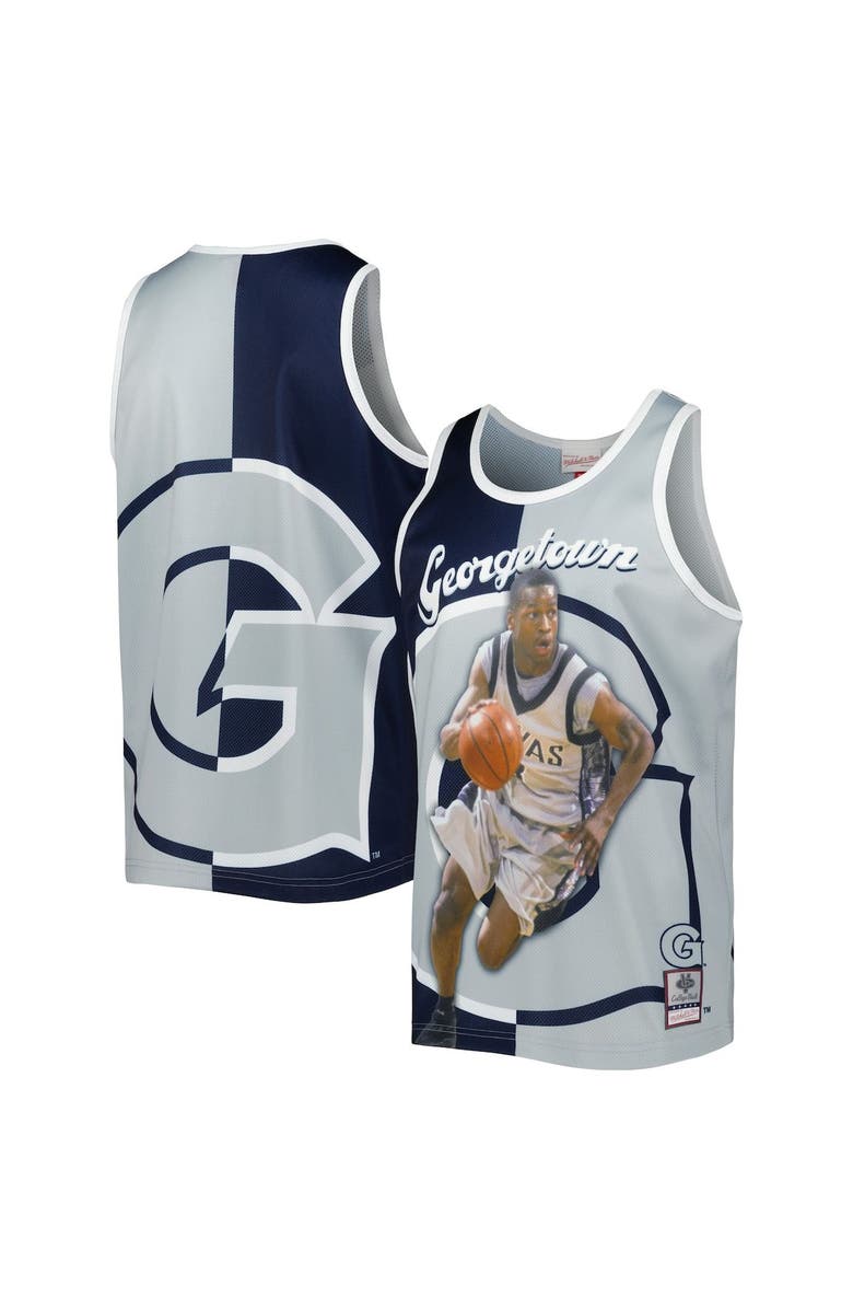 Mitchell & Ness Men's Mitchell & Ness Allen Iverson Navy/Gray Georgetown Hoyas Sublimated Player Tank Top, Main, color,