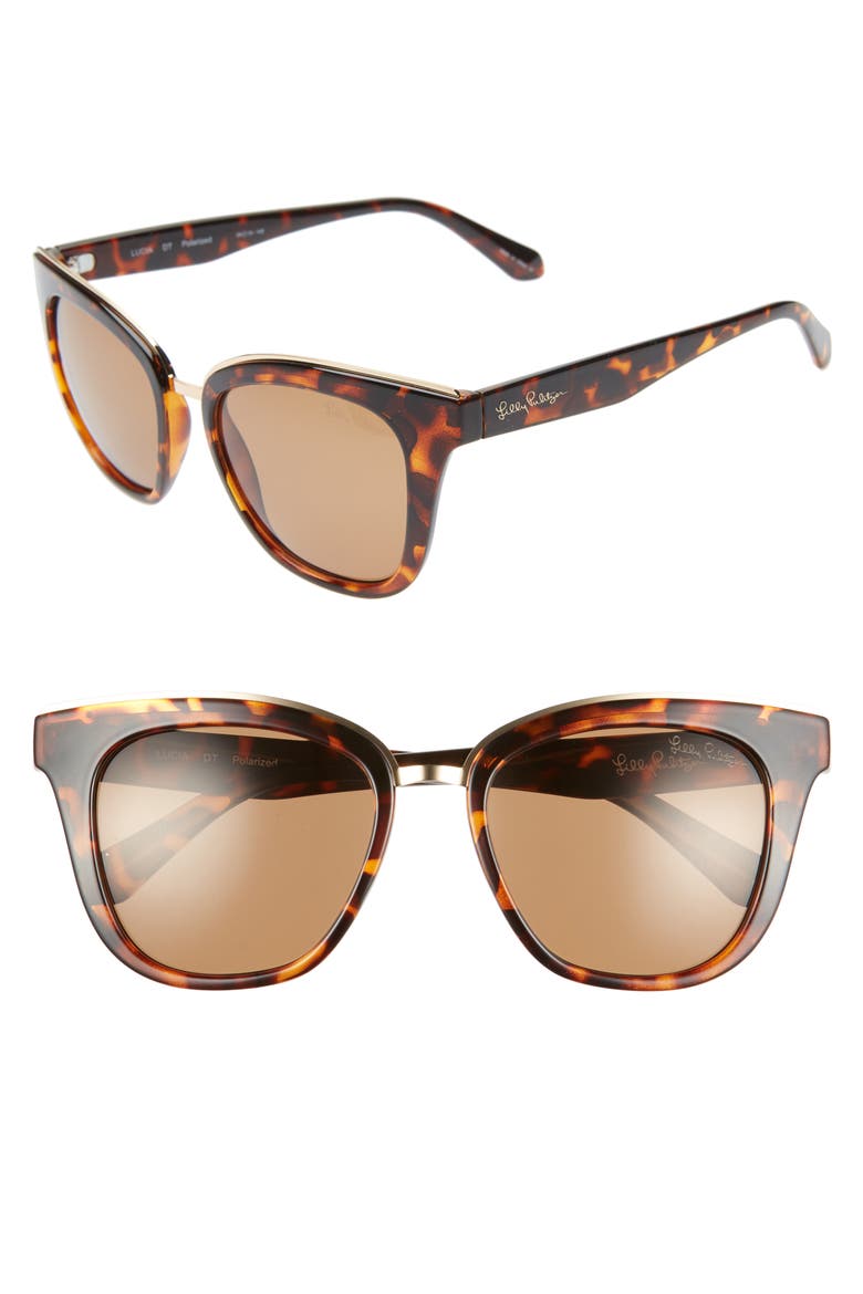 Lucia 54mm Cat Eye Sunglasses, Main, color, DARK TORTOISE/ GOLD MIRROR
