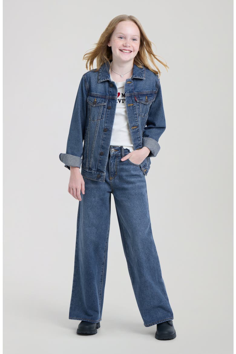 Kids' Adjustable Waist Wide Leg Jeans, Alternate, color, EVIE