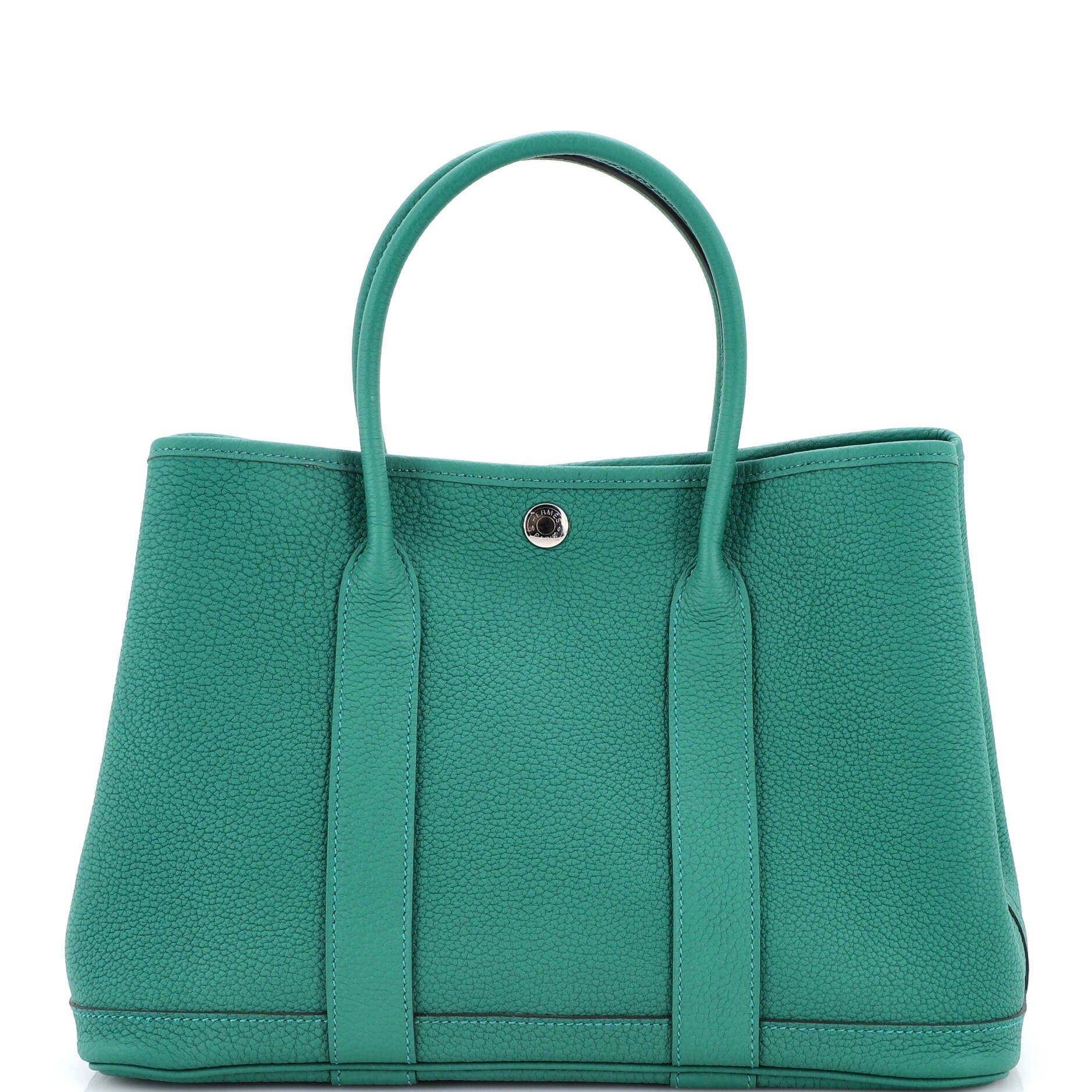 Pre-Owned Hermes Garden Party Tote Leather 30, Main, color, Vert Vertigo