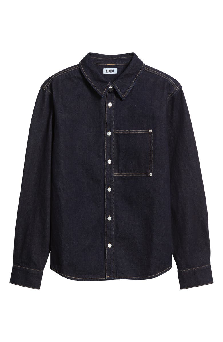 KROST Cotton Denim Button-Up Shirt, Alternate, color, Indigo Wash