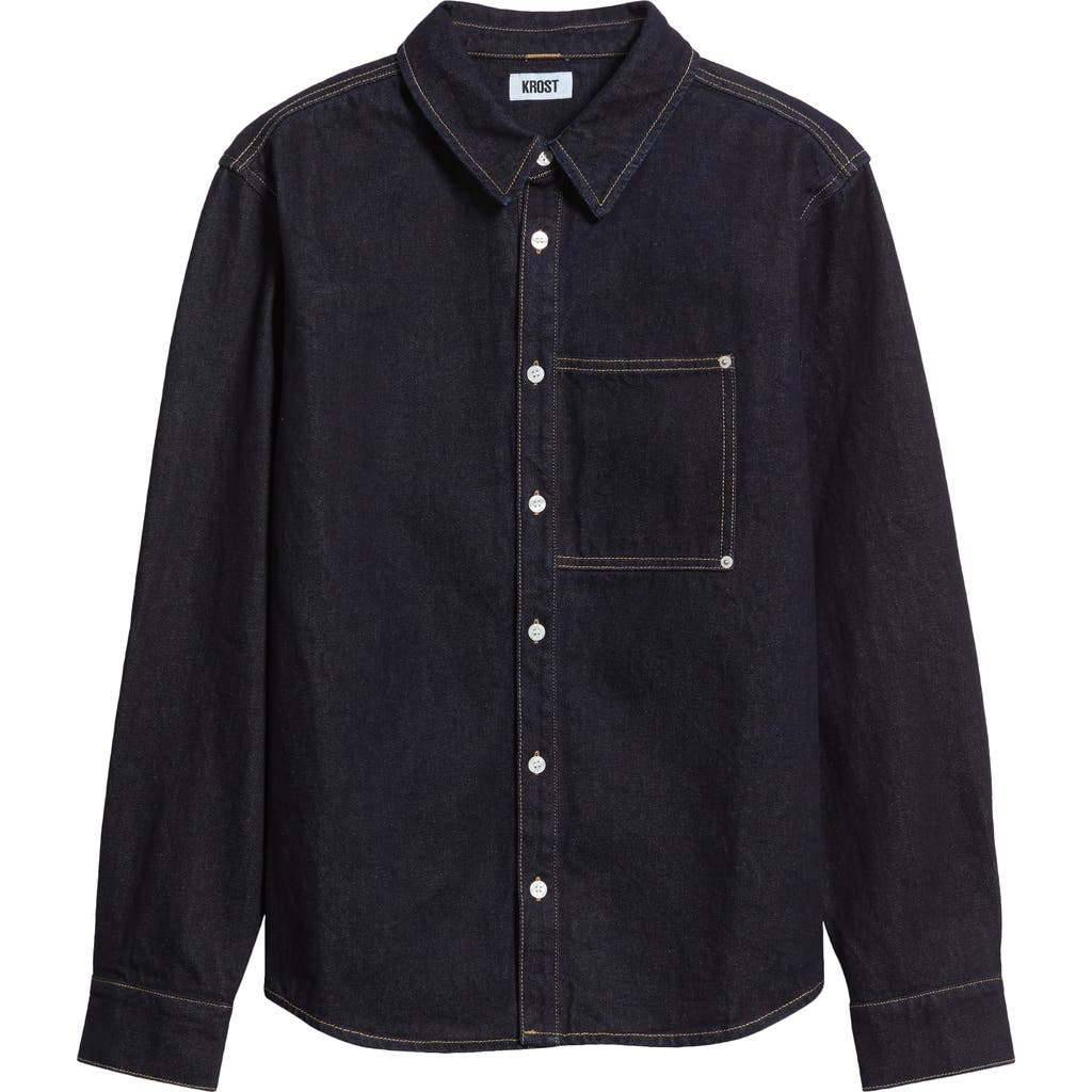 Krost Cotton Denim Button-up Shirt In Blue