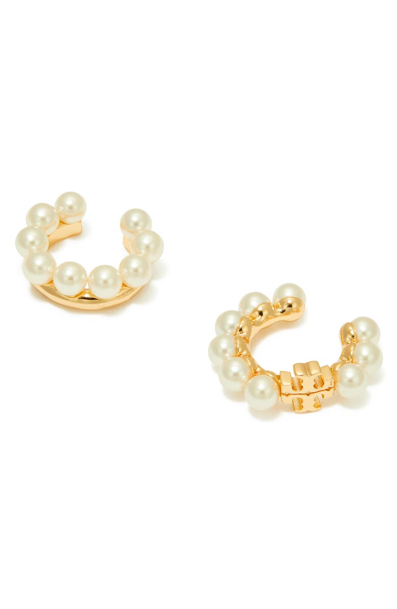 Tory Burch Kira Faux Pearl Mismatched Ear Cuffs, Alternate, color,