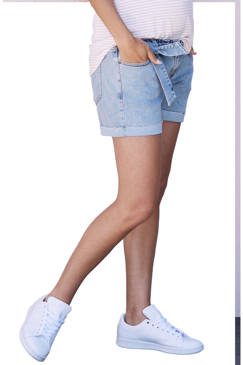 Maternity Denim Shorts, Alternate, color, BLUE DENIM