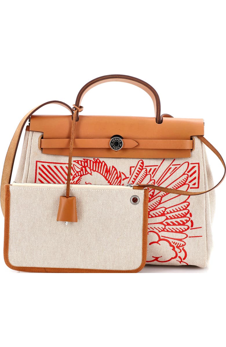 Pre-Owned Hermes Herbag Zip Pegase Pop Toile and Leather 31, Alternate, color, Ecru