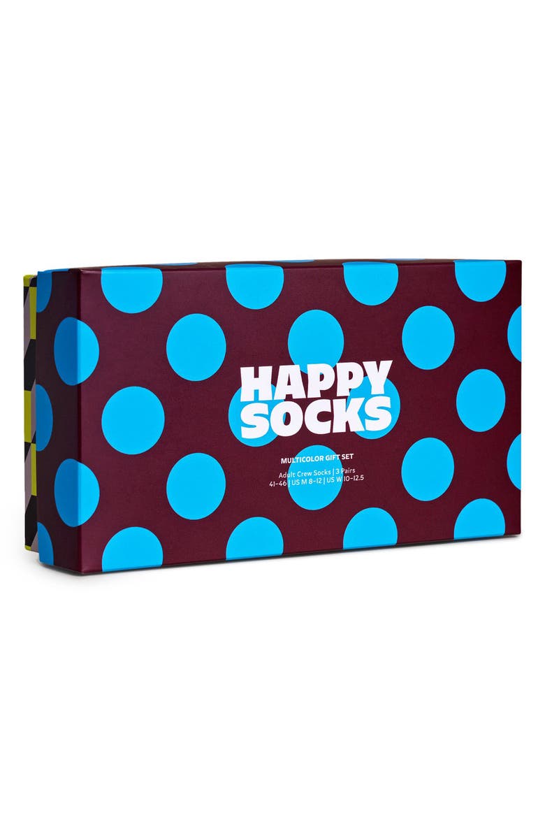 Happy Socks Multicolor Assorted 3-Pack Socks Gift Set, Alternate, color, 