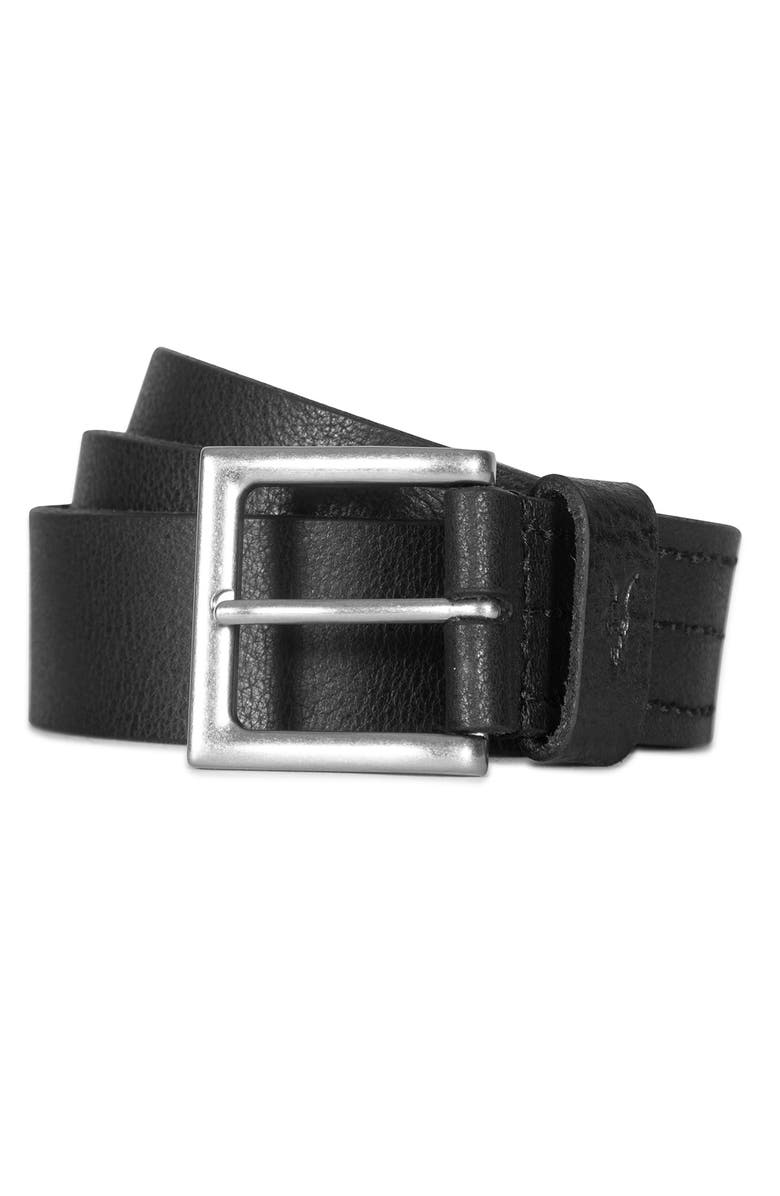 AllSaints Stitched Leather Belt, Main, color,