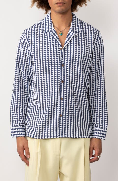 Mayan Diamond Jacquard Button-Up Shirt