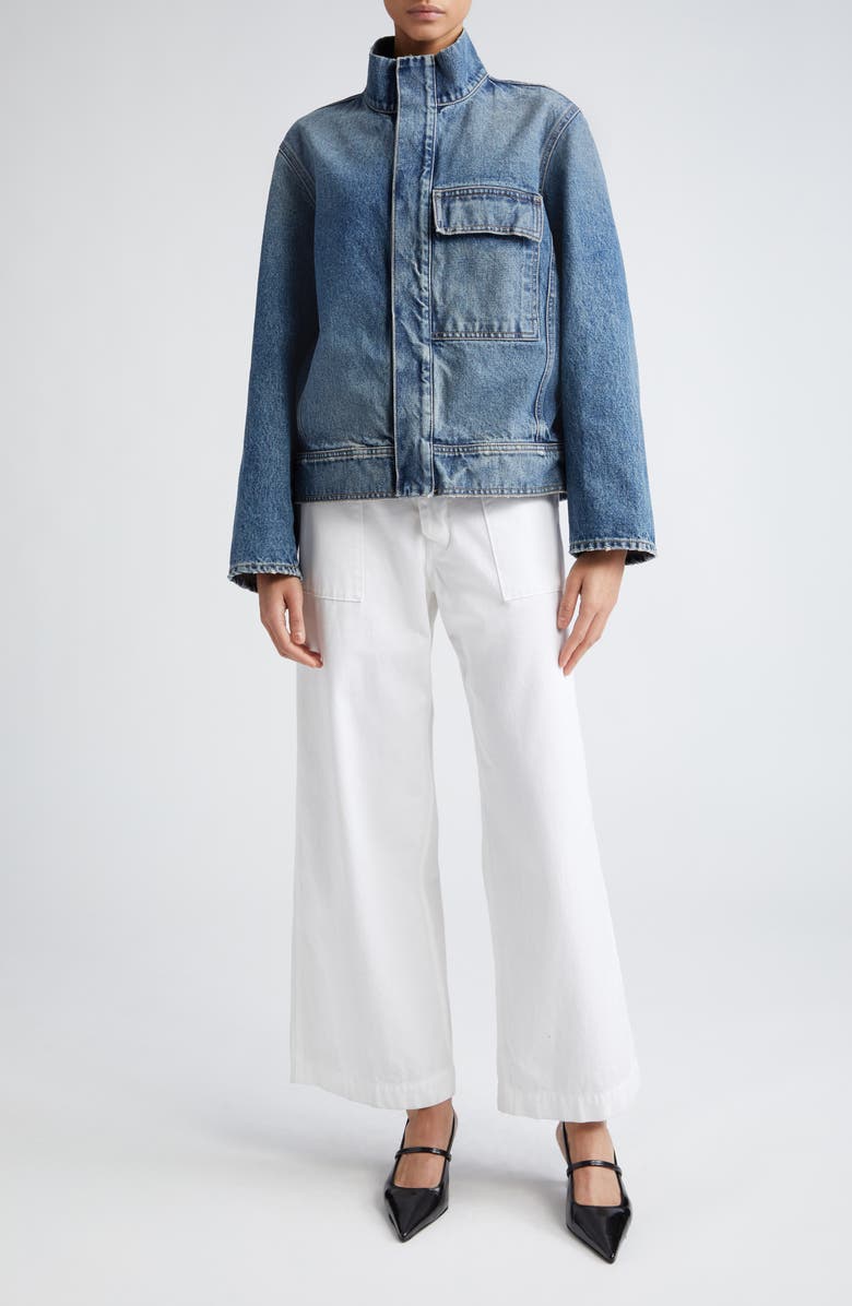 Nili Lotan Leon Wide Leg Cotton Pants, Alternate, color, 