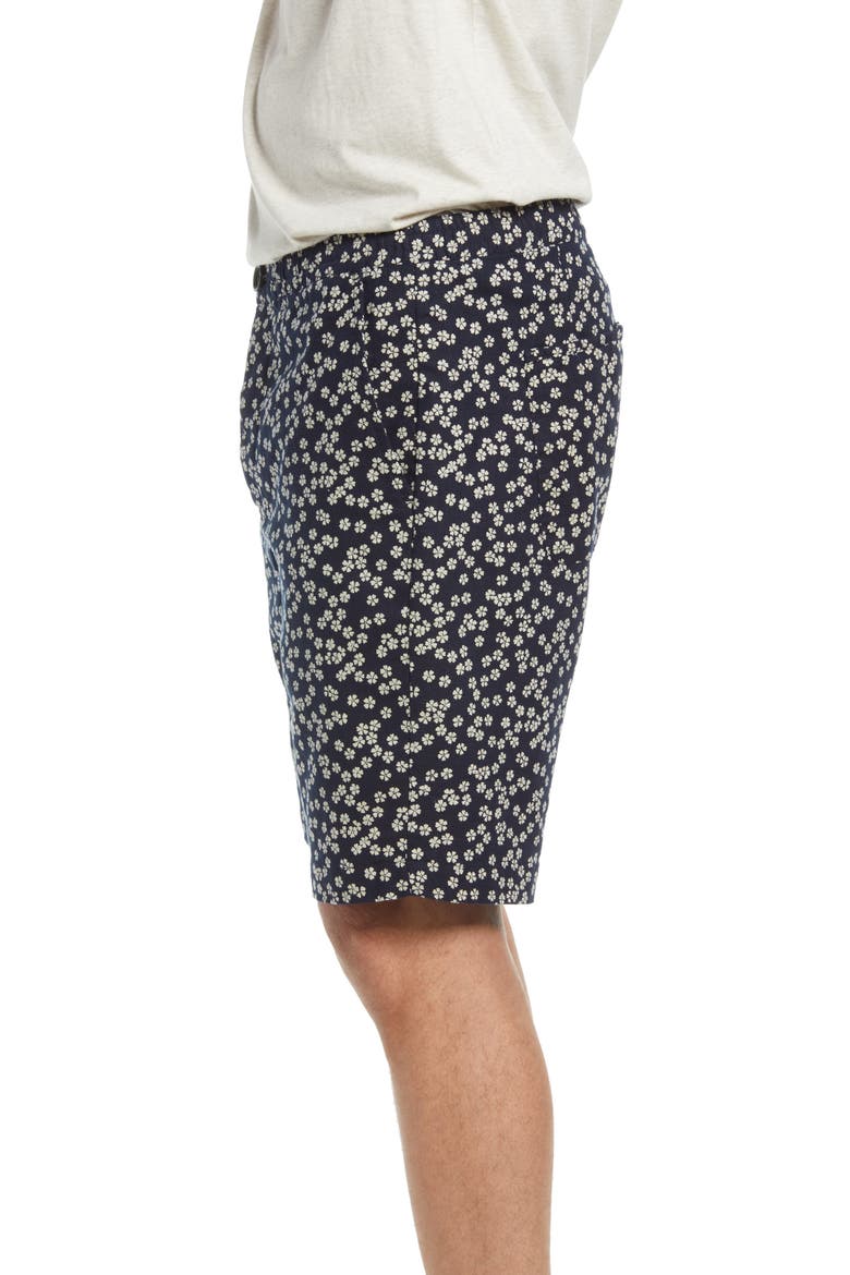 Floral Cotton Shorts, Alternate, color, NAVY