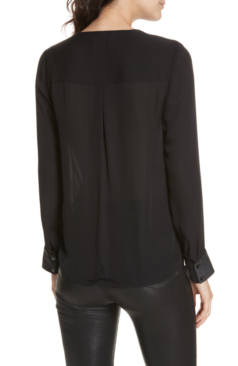 L'AGENCE Kyla Draped Silk Surplice Blouse, Alternate, color,