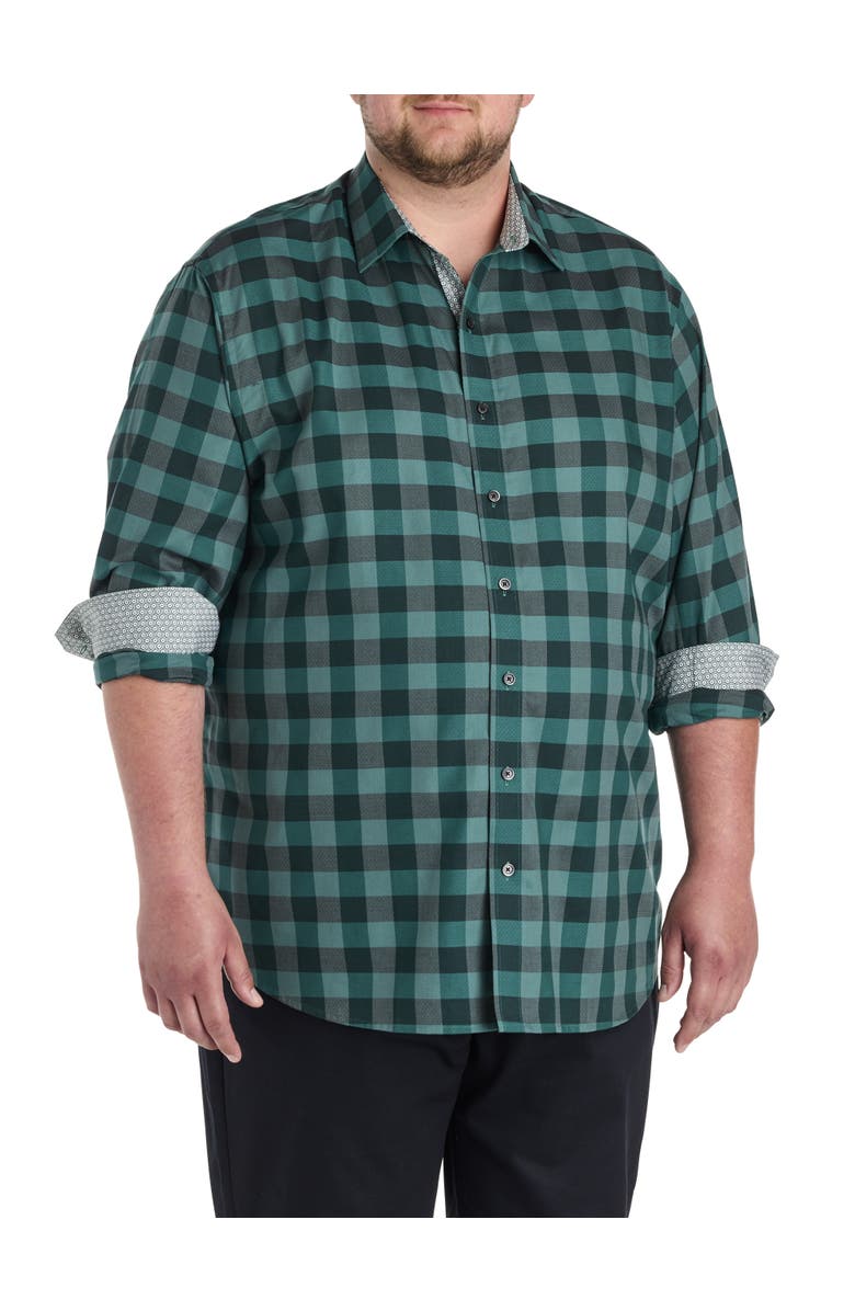 Synrgy by DXL Big & Tall Plaid Sport Shirt, Main, color, Green