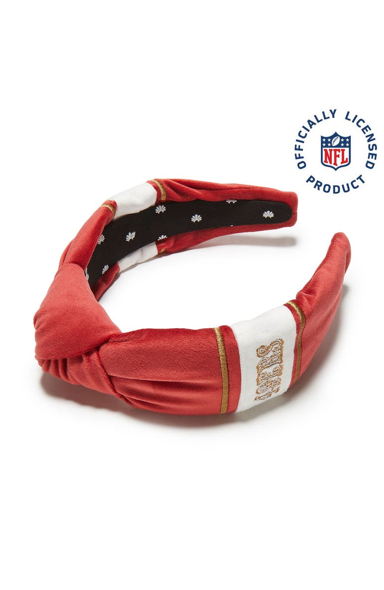 Lele Sadoughi Sf 49Ers Embroidered Knotted Headband, Main, color, Niners Red 600