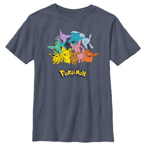 Boy's Pokemon Pikachu and Eeveelutions Logo  Graphic T-Shirt