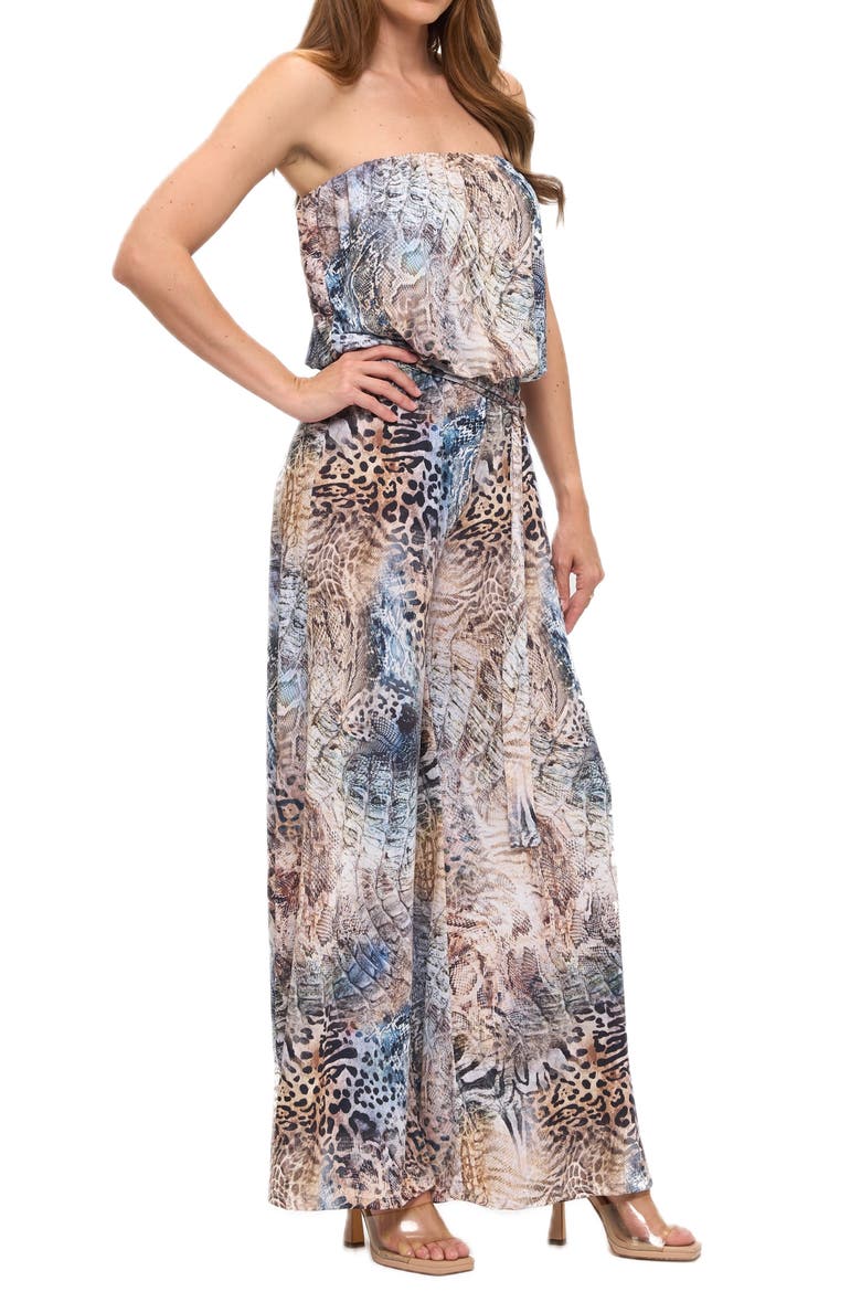 Printed Strapless Wide Leg Jumpsuit, Alternate, color, MULTI