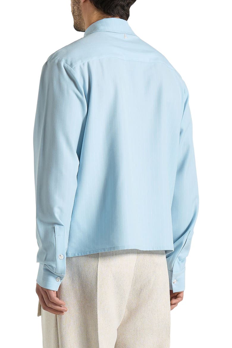 Arlo Pinstripe Cropped Long Sleeve Shirt, Alternate, color, Blue