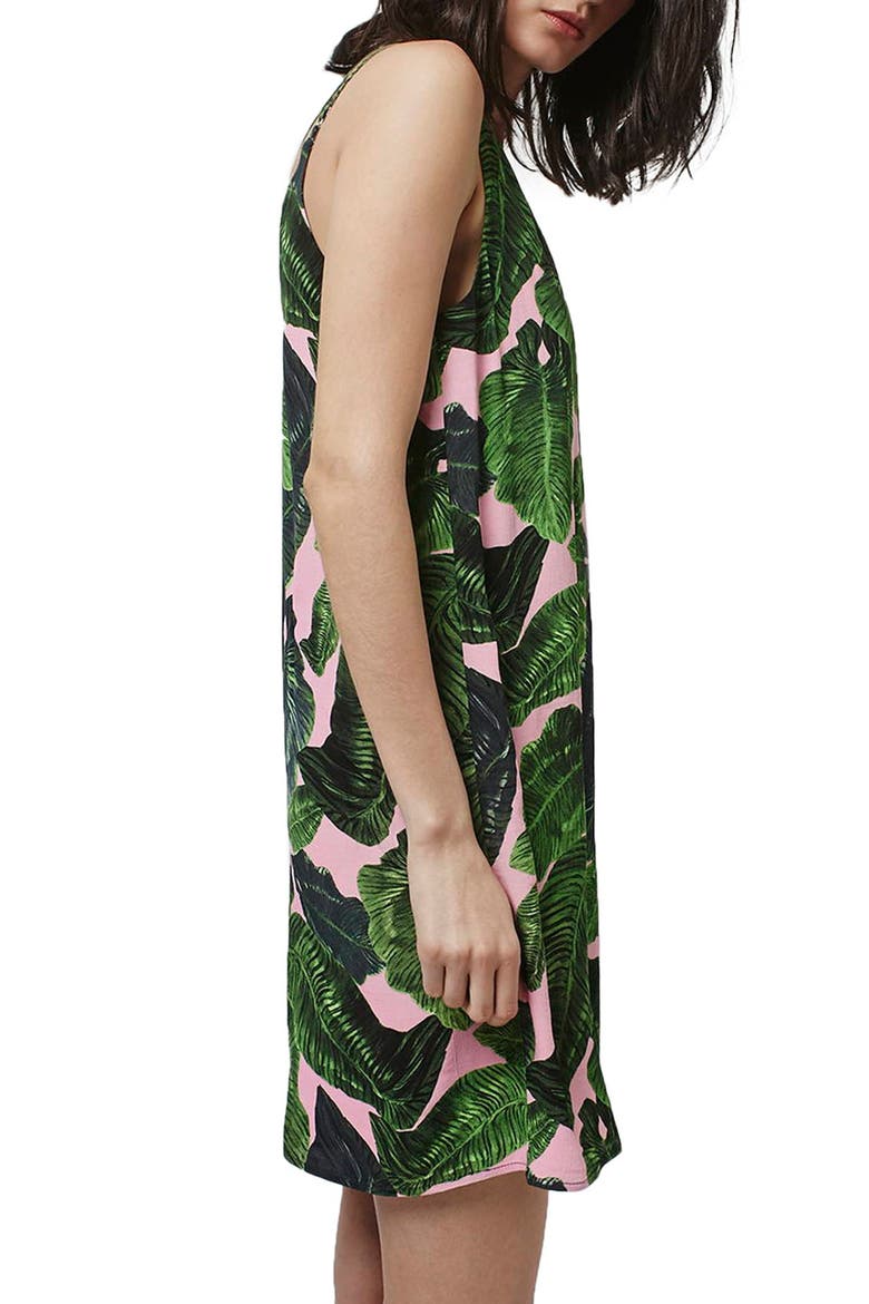 Palm Print Cross Back Slipdress, Alternate, color, GREEN MULTI