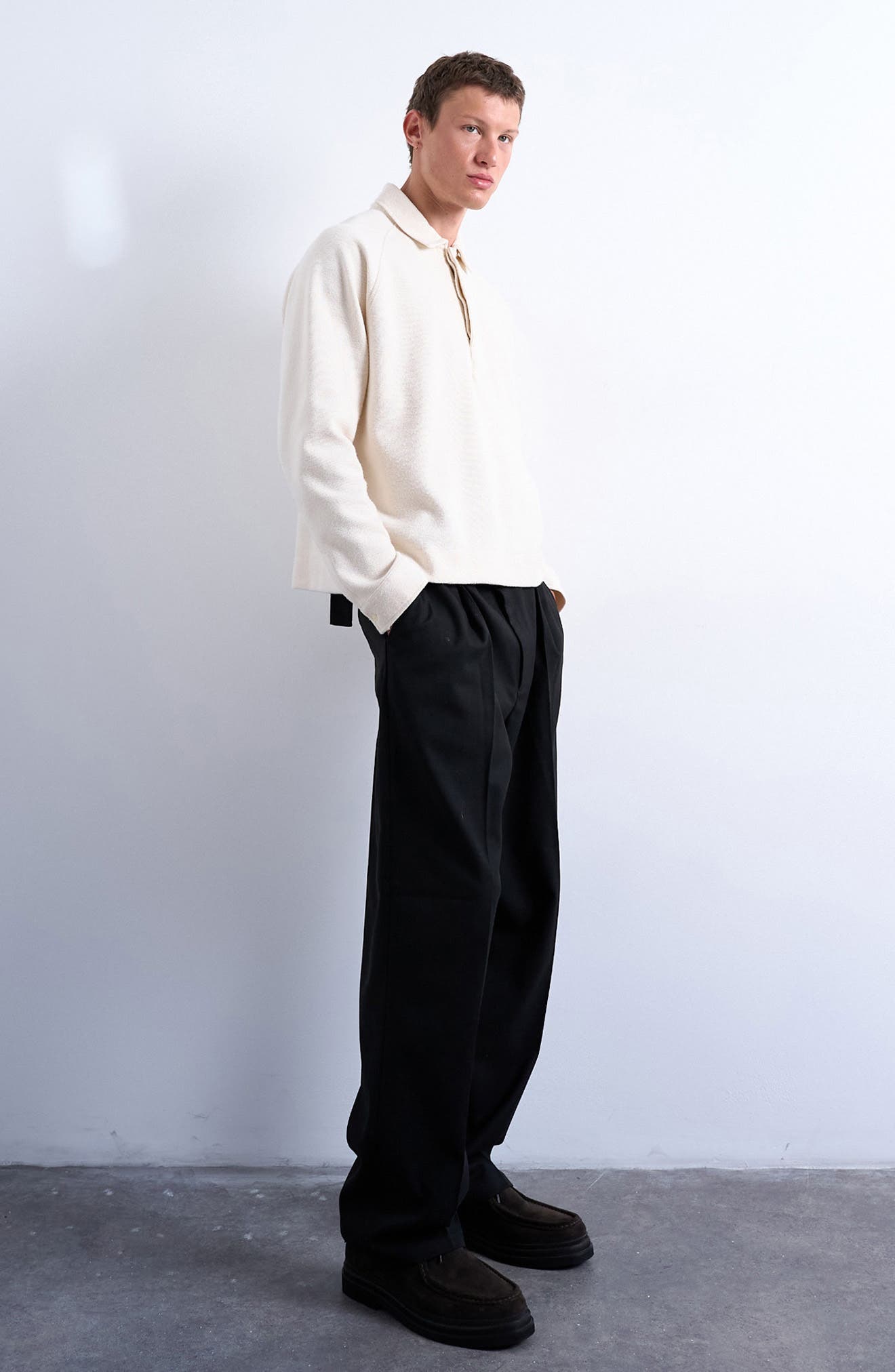 Textured Raglan Long Sleeve Polo - image 2