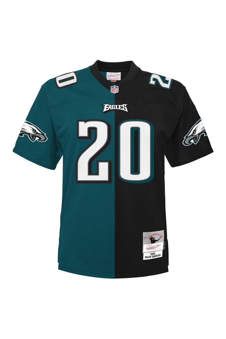 Men's Mitchell & Ness Brian Dawkins Midnight Green/Black Philadelphia Eagles 2004 Split Legacy Replica Jersey, Alternate, color, Green