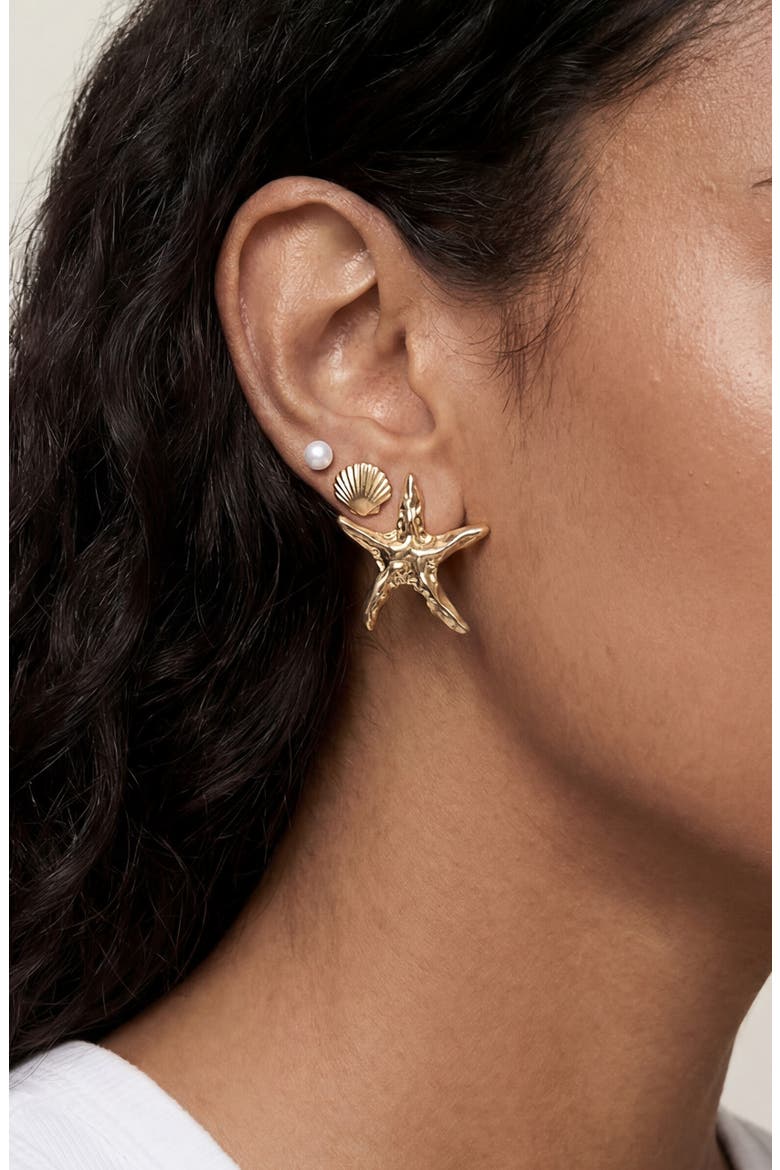 Oceanic Set of 3 Stud Earrings, Alternate, color, GOLD