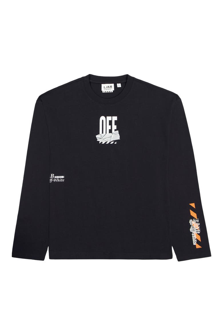 Off Active Tape Appliqué Long Sleeve Graphic T-Shirt, Alternate, color, BLACK