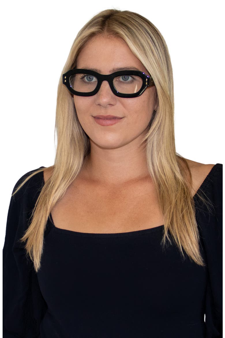 Oslo 48mm Oval Blue Light Blocking Glasses, Alternate, color, BLACK/ CLEAR
