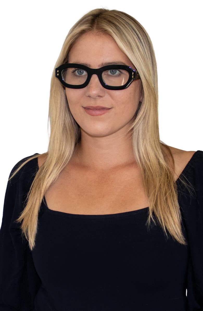 Fifth & Ninth Oslo 48mm Oval Blue Light Blocking Glasses, Alternate, color, Black/ Clear