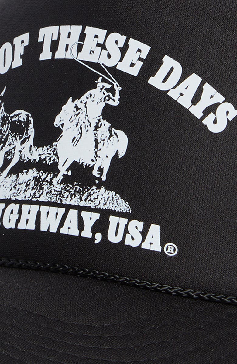 ONE OF THESE DAYS Lost Highway Trucker Hat, Alternate, color, Black